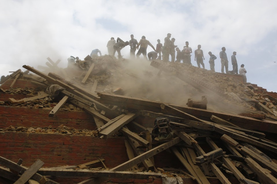 Volunteers remove debris